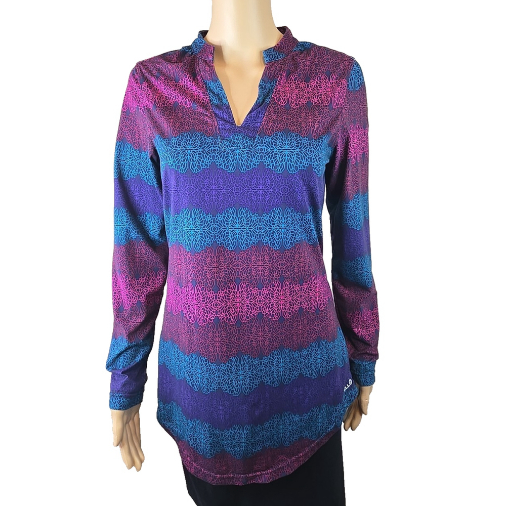 Merrell Women's Striped Opti Wick V-Neck Long Sleeve Tunic Size XS
